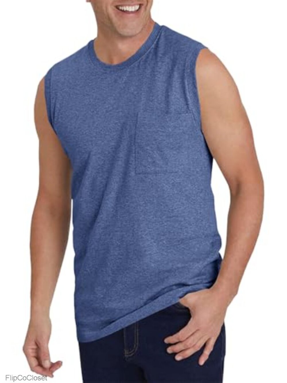 Men's Sleeveless Gym Tank Top with Pocket Workout Muscle Shirt